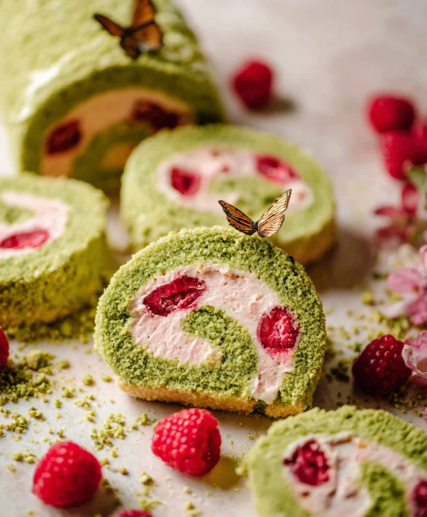 Raspberry Pistachio Cake Roll