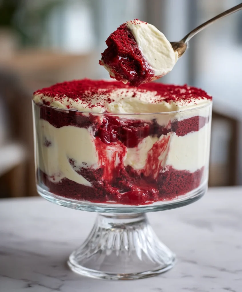 Red Velvet Trifle with Cream Cheese Mousse