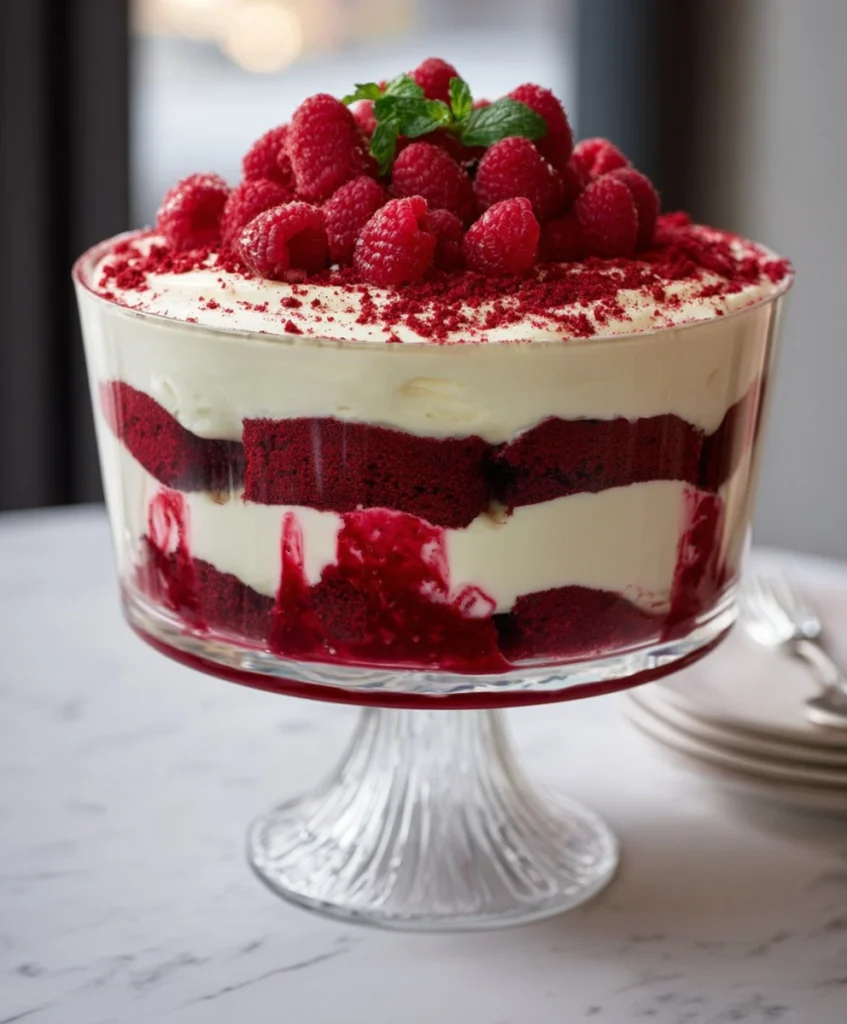 Red Velvet Trifle with Cream Cheese Mousse