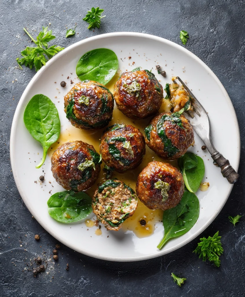 Spinach Garlic Meatballs