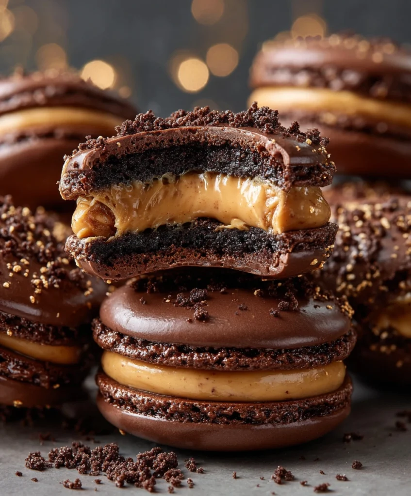  chocolate peanut butter macarons 