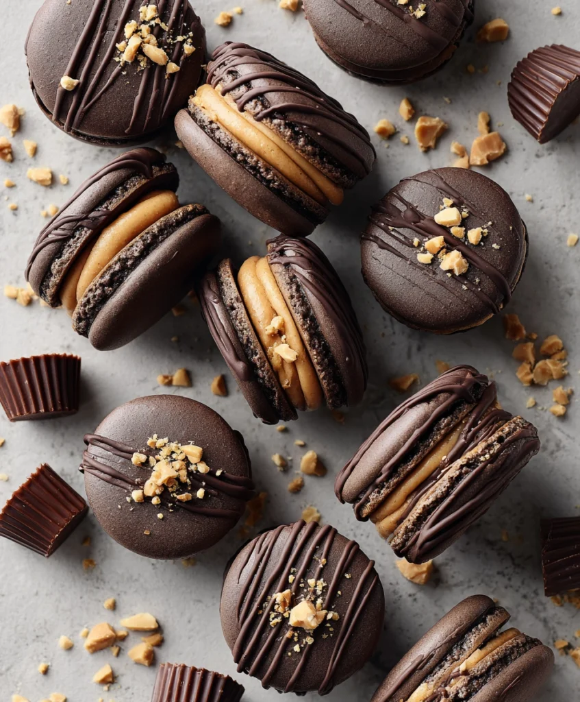  chocolate peanut butter macarons 