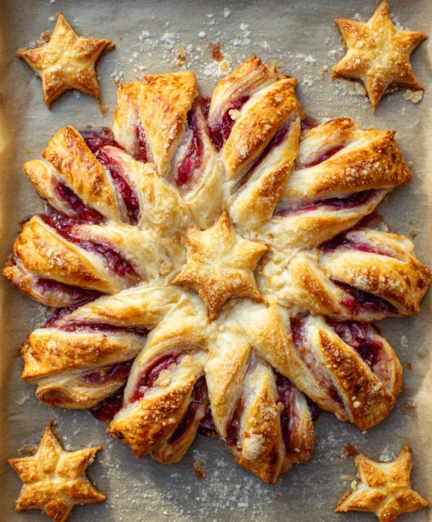 Puffed Pastry Cherry Christmas Star