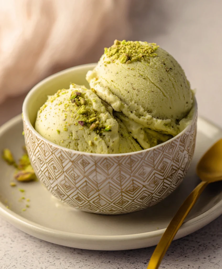 Homemade Creamy Pistachio Ice Cream
