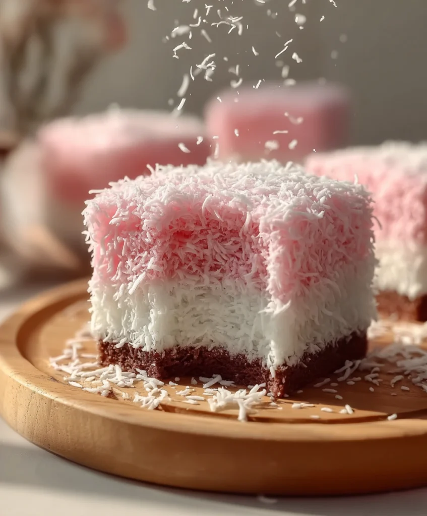 Pink Coconut Snowball Cake Bars