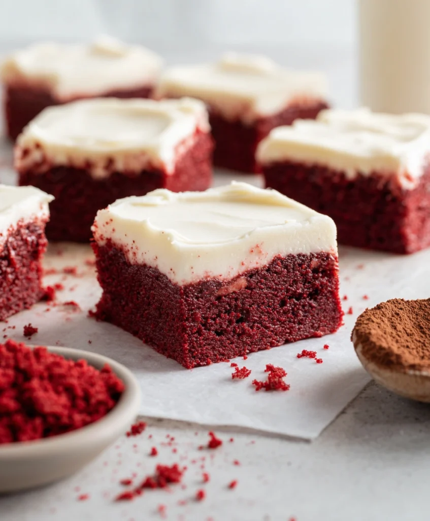 Red Velvet Brownies with Cream Cheese Frosting