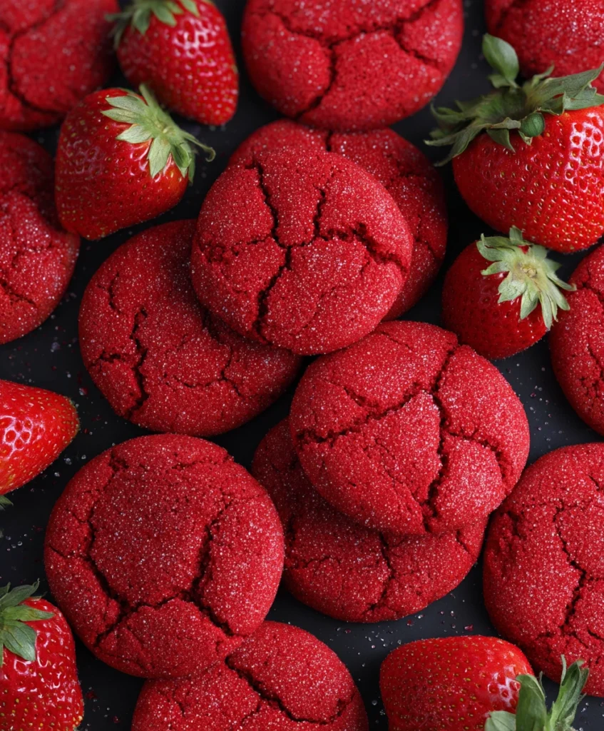 Strawberry Sugar Cookies with Sparkling Strawberry Sugar