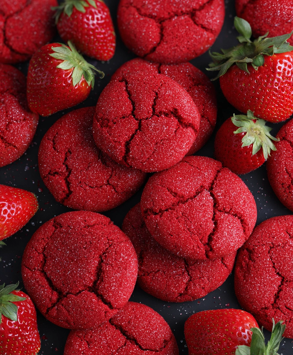 Strawberry Sugar Cookies with Sparkling Strawberry Sugar