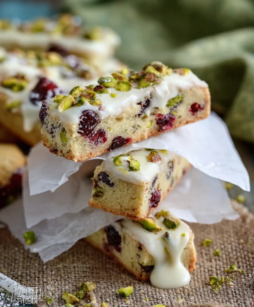 White Chocolate Cranberry Pistachio Shortbread