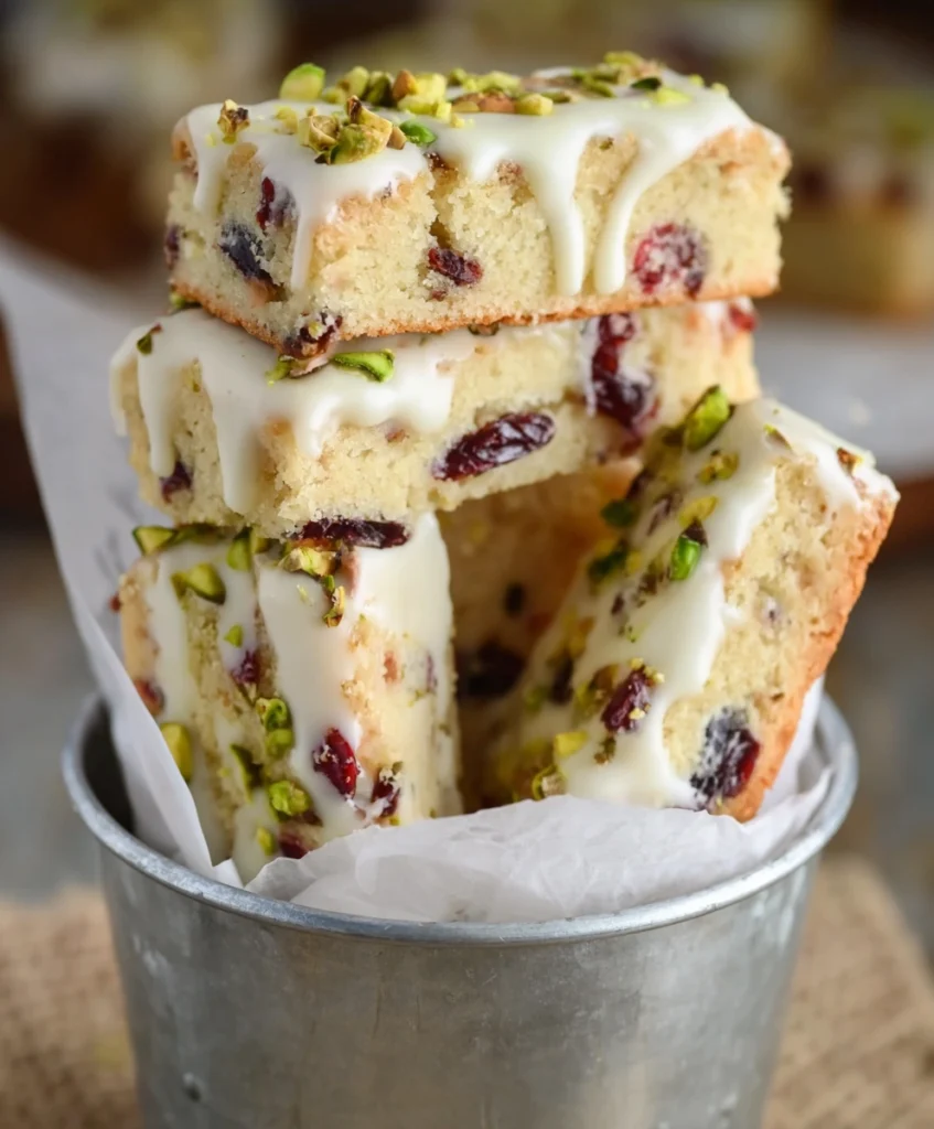 White Chocolate Cranberry Pistachio Shortbread