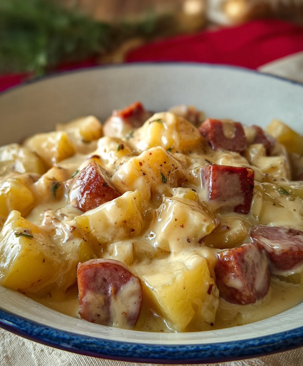 Kielbasa Sausage Cheesy Potato Casserole