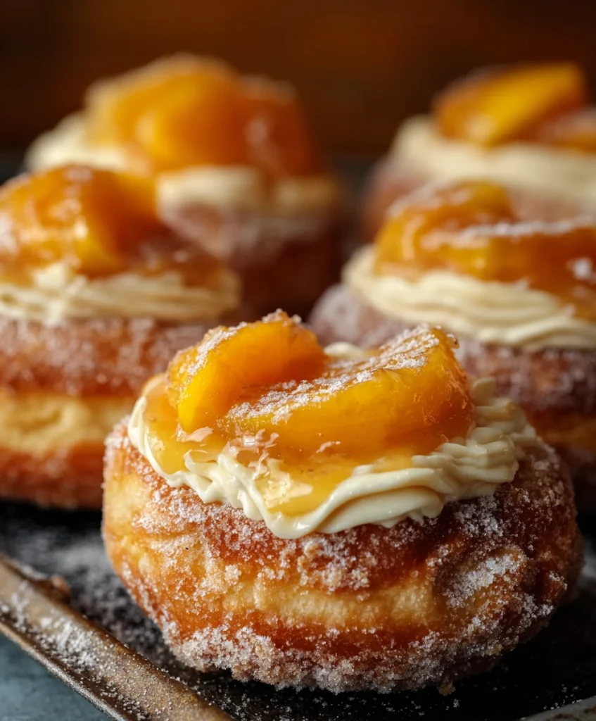 Peach Cobbler Cheesecake Donuts