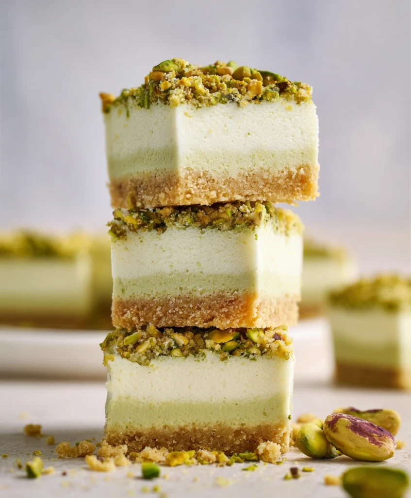 Pistachio Ricotta Cheesecake Bars