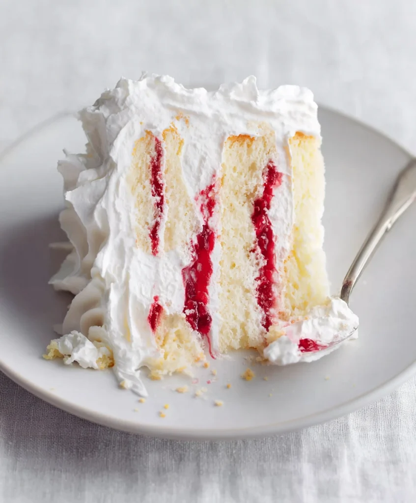 Raspberry and Cream Angel Food Cake