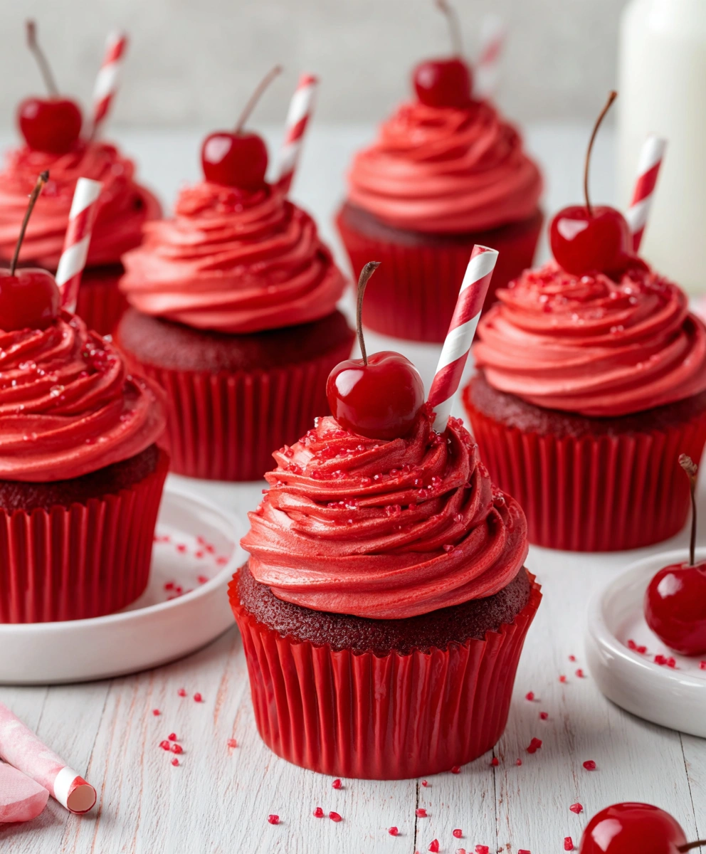 Shirley Temple Cherry Cupcakes