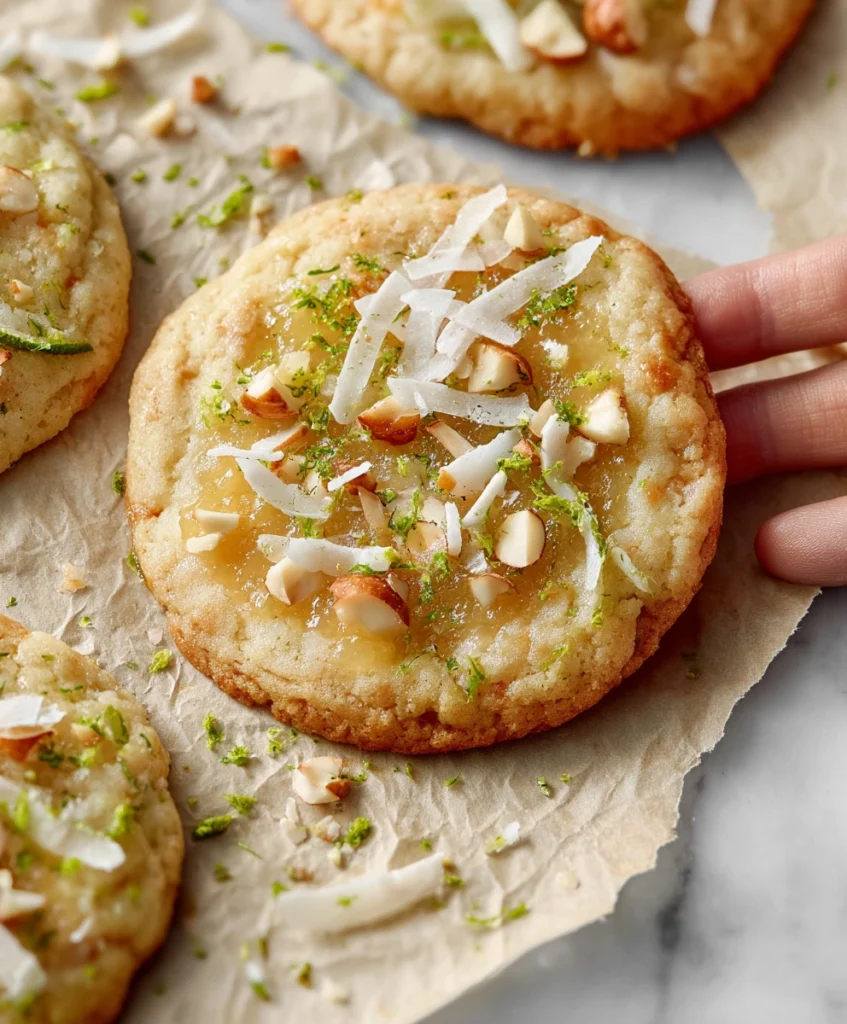 Toasted Coconut Lime Curd Macadamia Nut Cookies