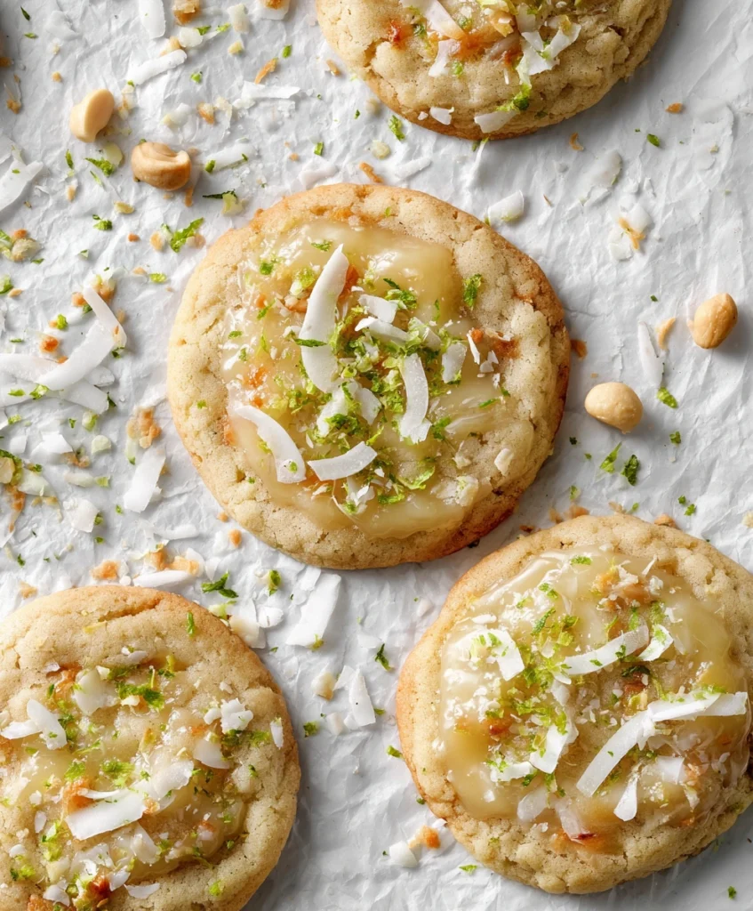 Toasted Coconut Lime Curd Macadamia Nut Cookies