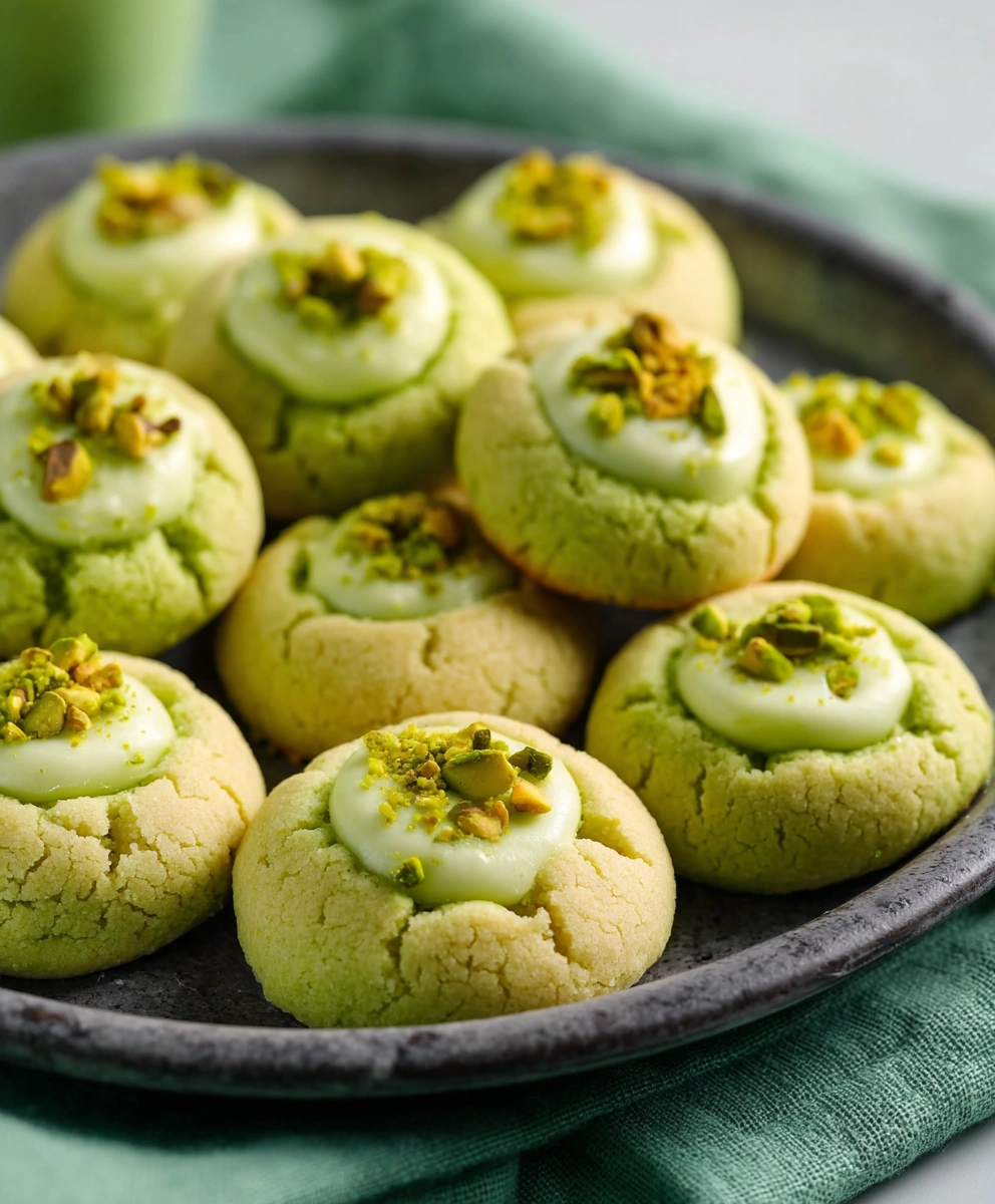 White Chocolate-Orange-Pistachio Thumbprint Cookies