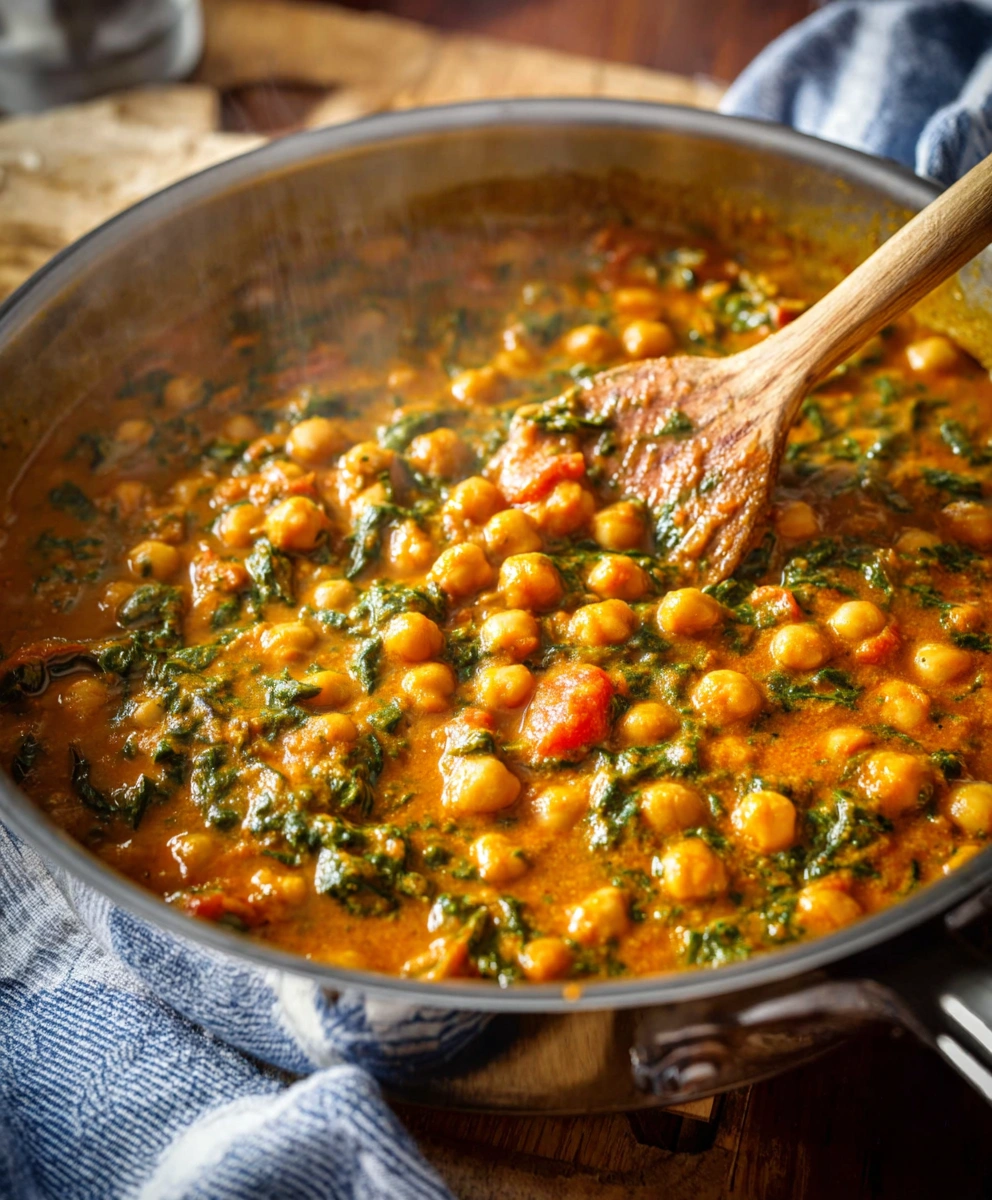 4-Ingredient Coconut Chickpeas Tomatoes & Greens