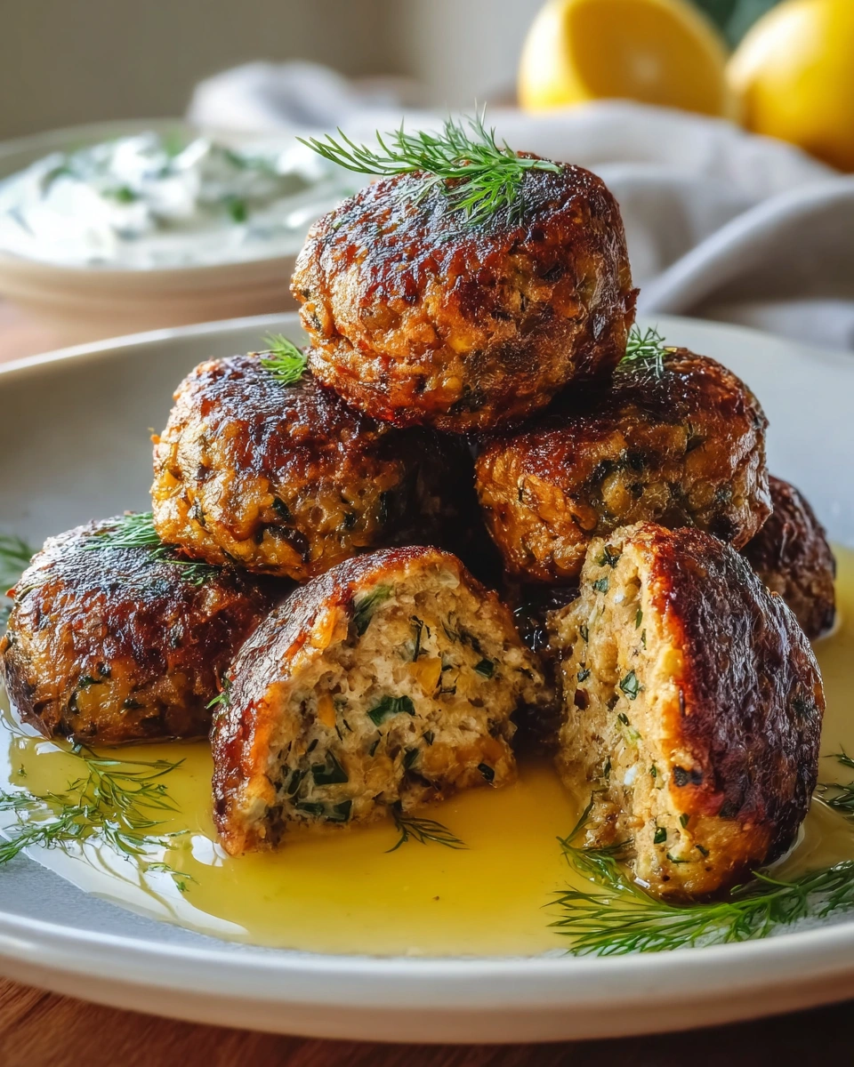 Baked Greek Lentil Meatballs with Tzatziki