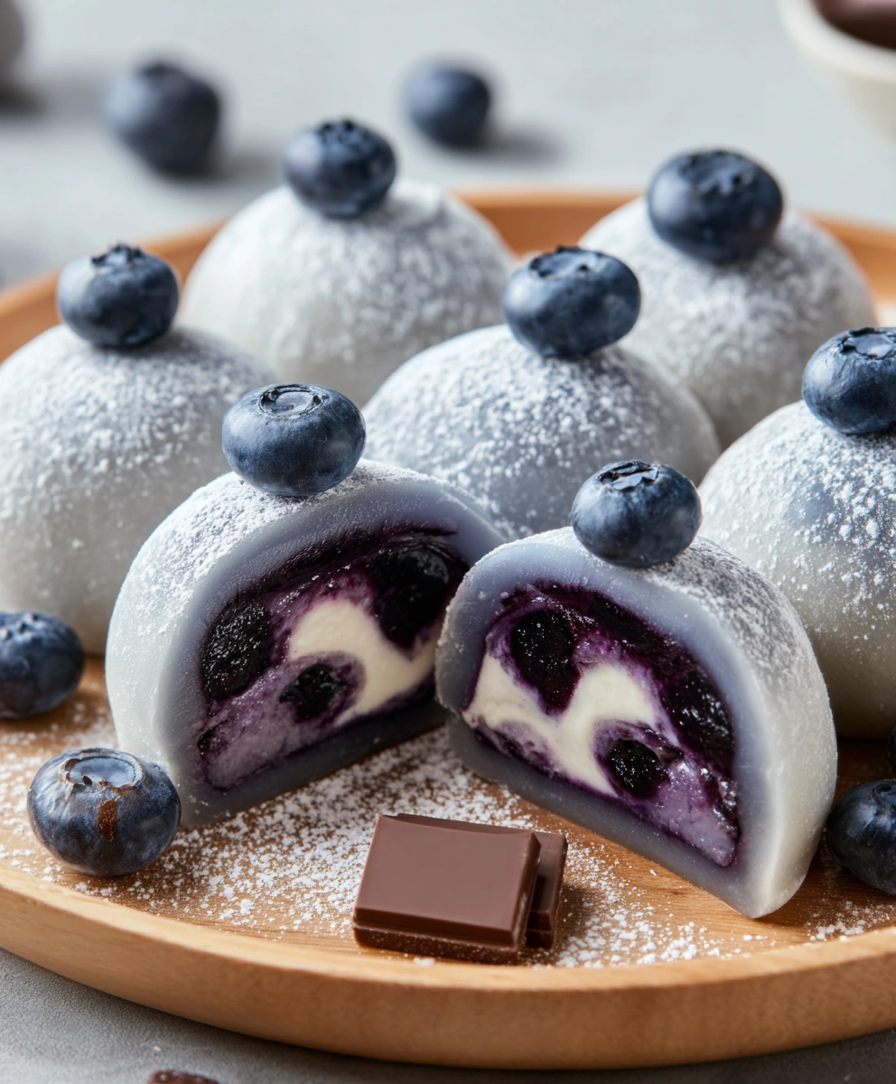 Blueberry Cream Mochi Buns