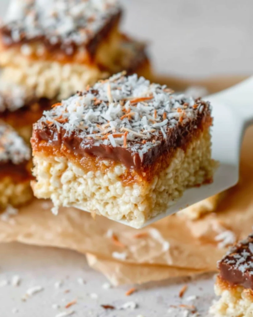 Coconut Caramel Rice Crispy Treat