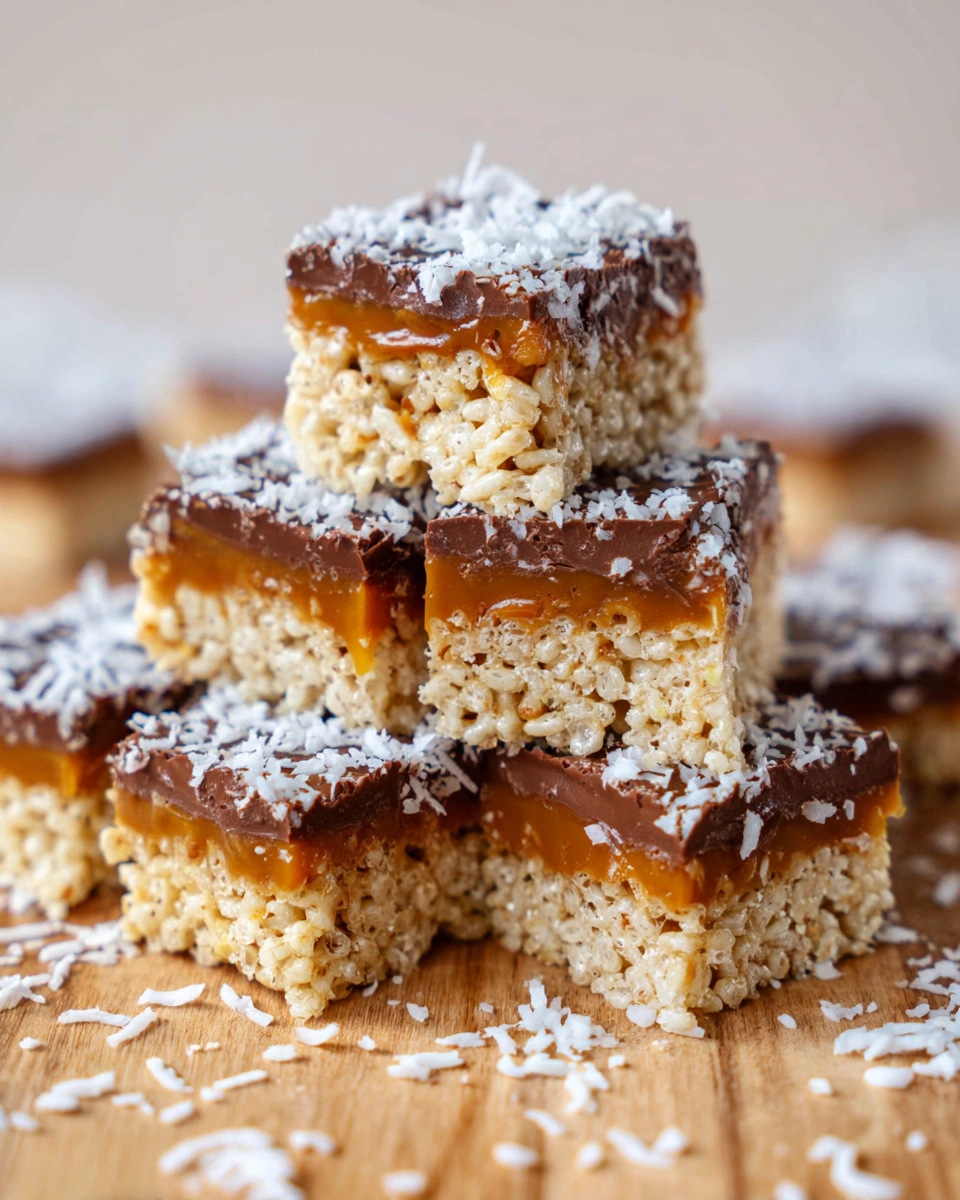 Coconut Caramel Rice Crispy Treat