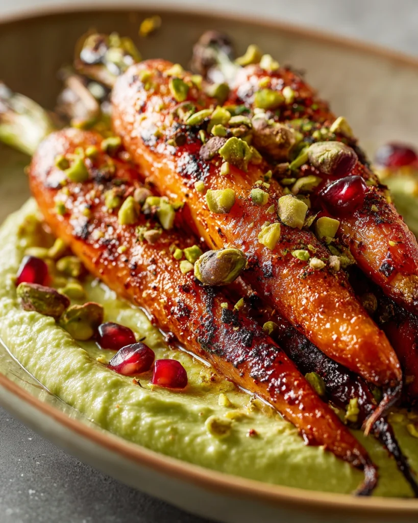 Harissa Carrots on Pistachio Cream