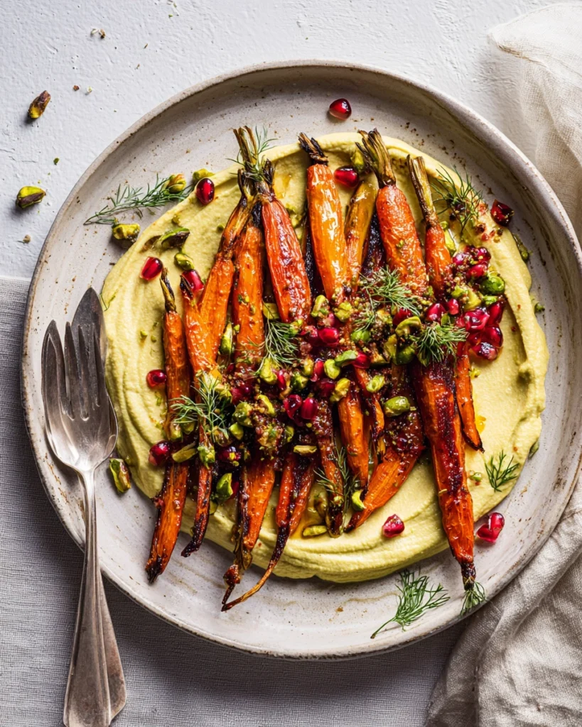 Harissa Carrots on Pistachio Cream