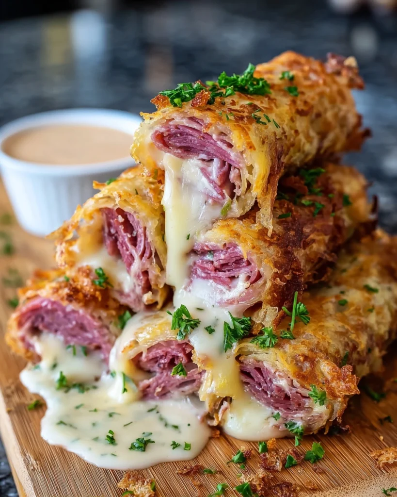 Keto Crispy Reuben Roll-Ups