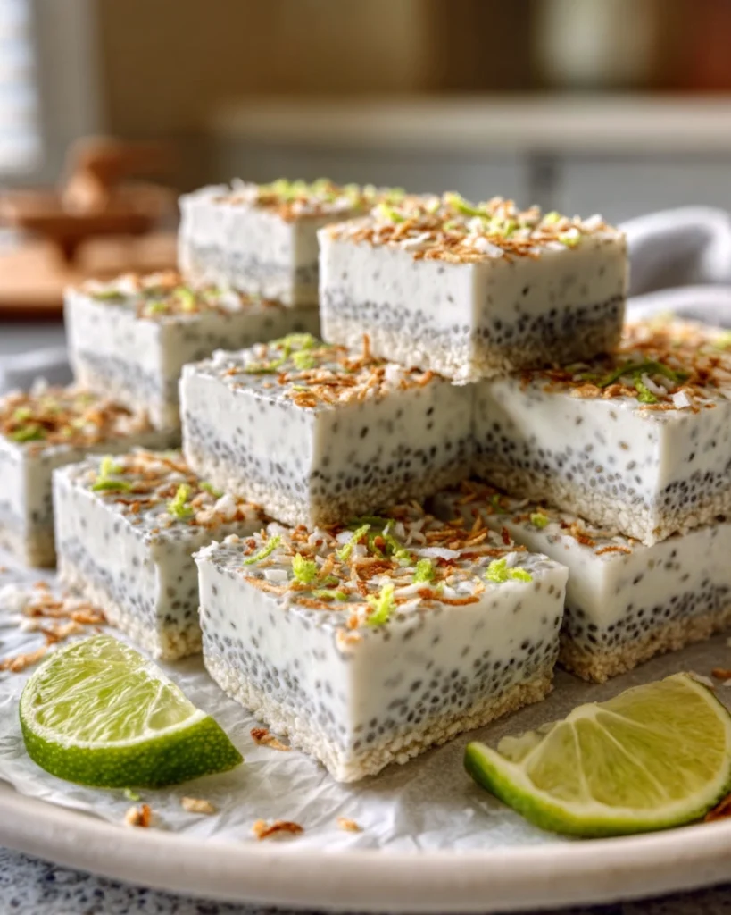 No-Bake Chia Pudding Bars Coconut Lime