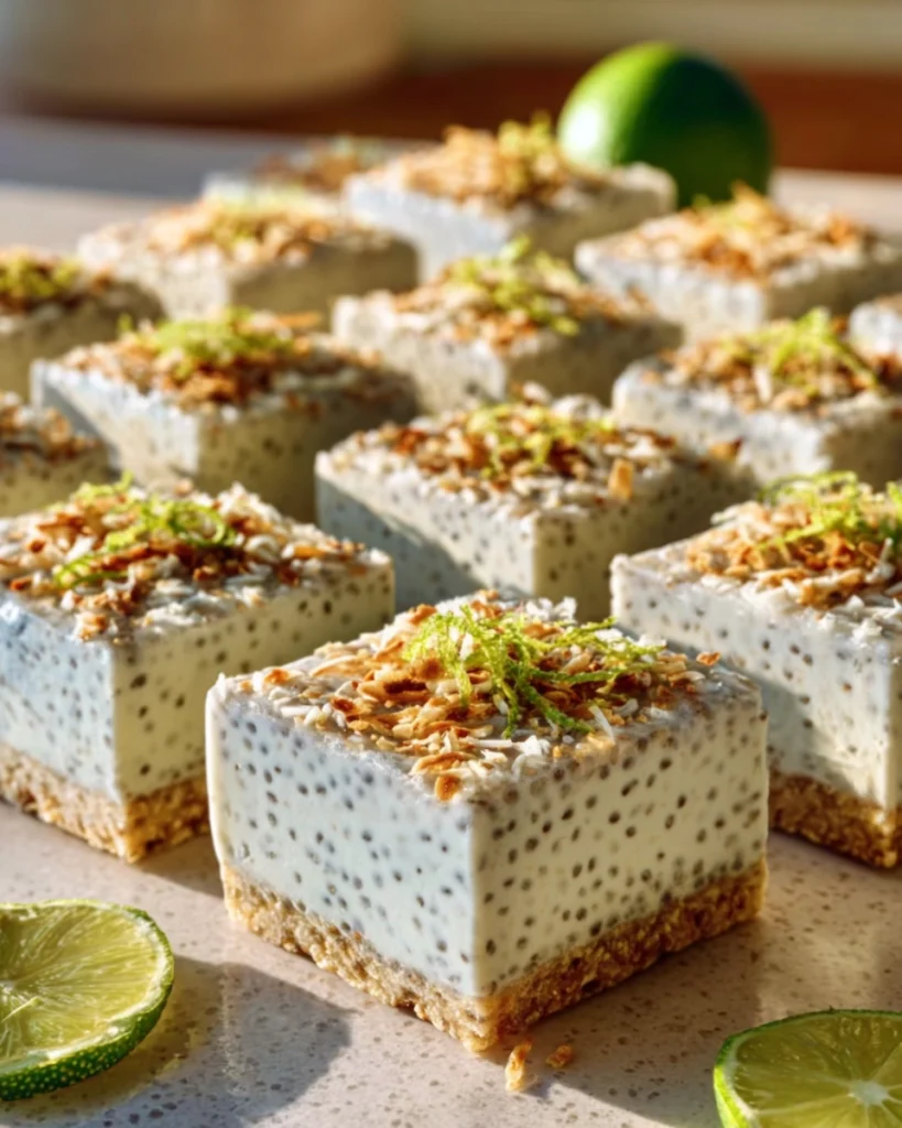 No-Bake Chia Pudding Bars Coconut Lime