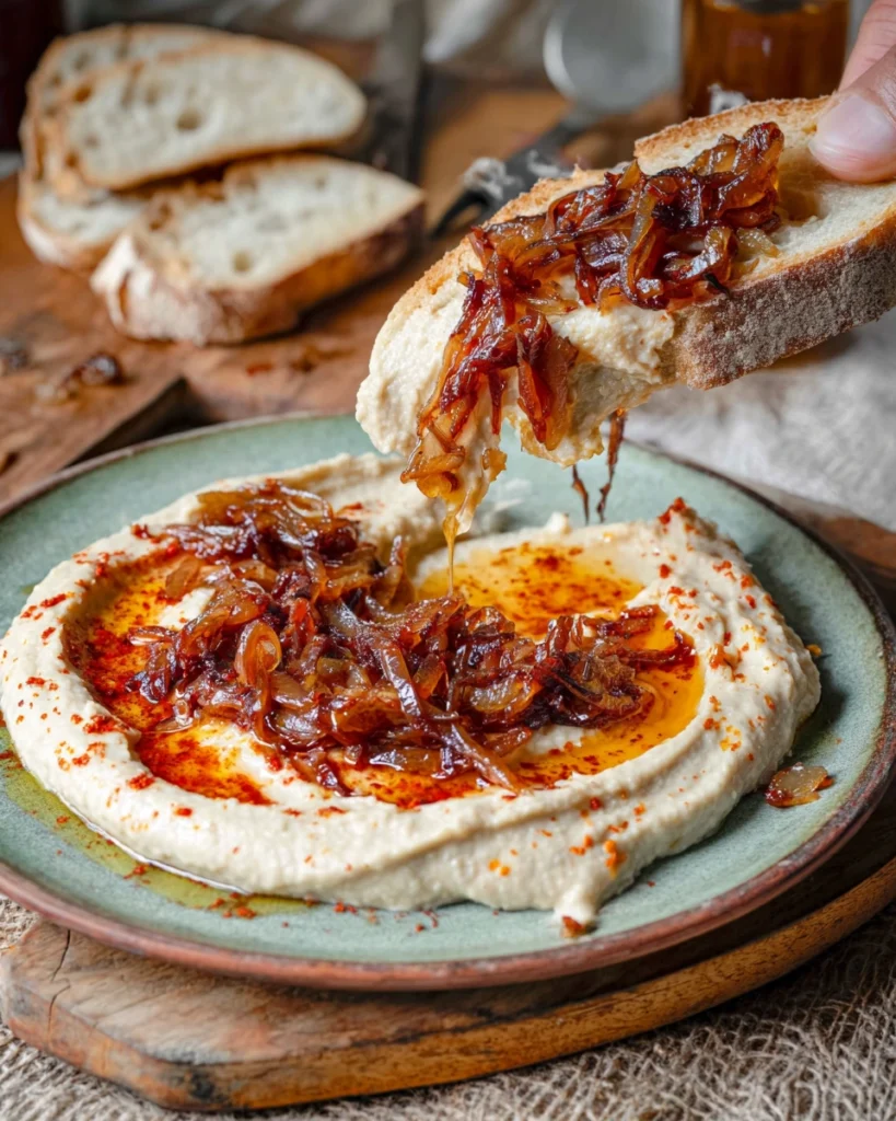 Romanian White Bean Dip with Caramelized Onions