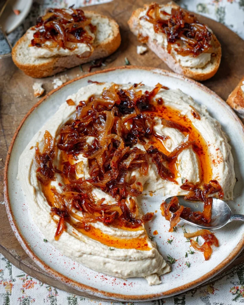 Romanian White Bean Dip with Caramelized Onions