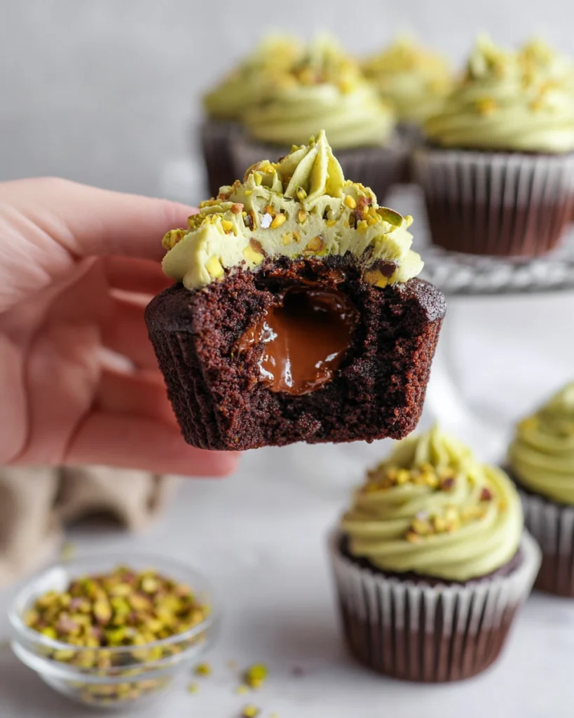 Salted Pistachio Chocolate Cupcakes