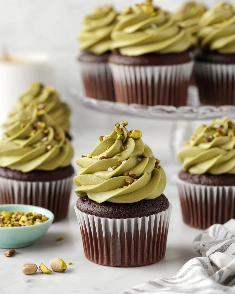 Salted Pistachio Chocolate Cupcakes