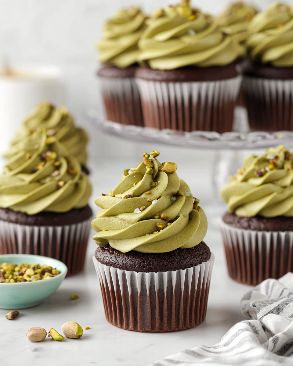 Salted Pistachio Chocolate Cupcakes