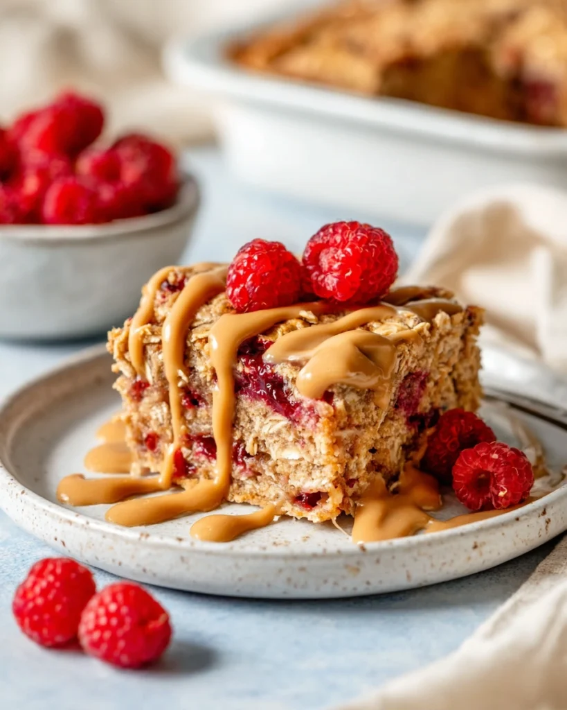 Peanut Butter and Jelly Oatmeal Bake 