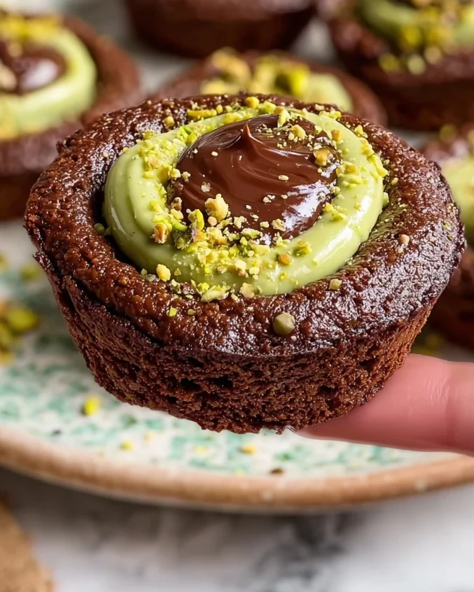 Pistachio Chocolate Brownie Cups 