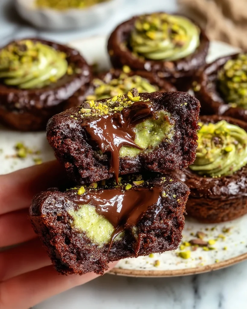 Pistachio Chocolate Brownie Cups 