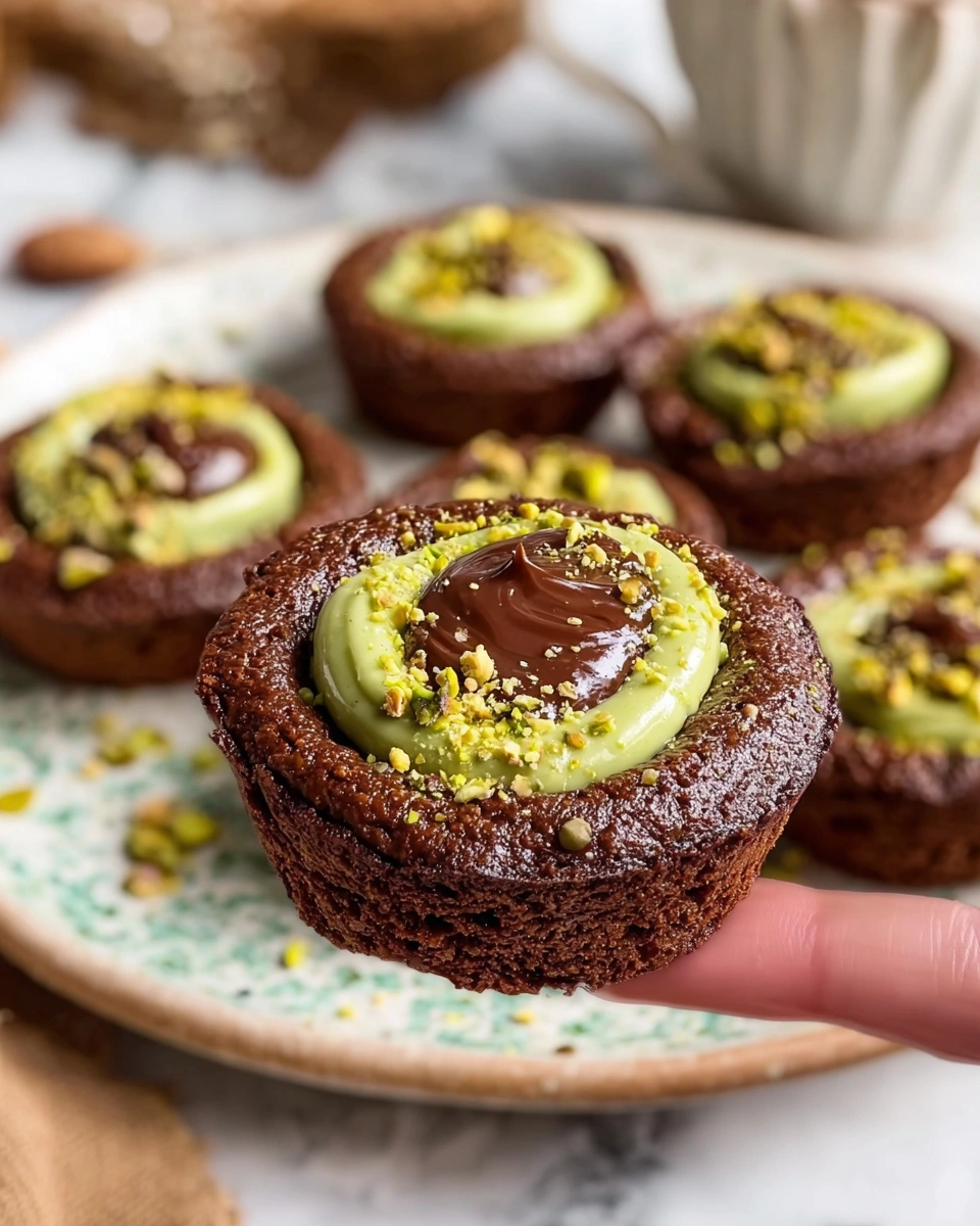 Pistachio Chocolate Brownie Cups