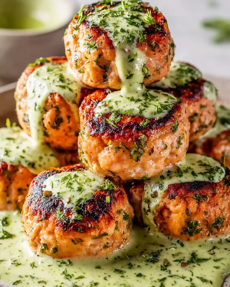 Salmon Balls with Creamy Avocado Sauce 