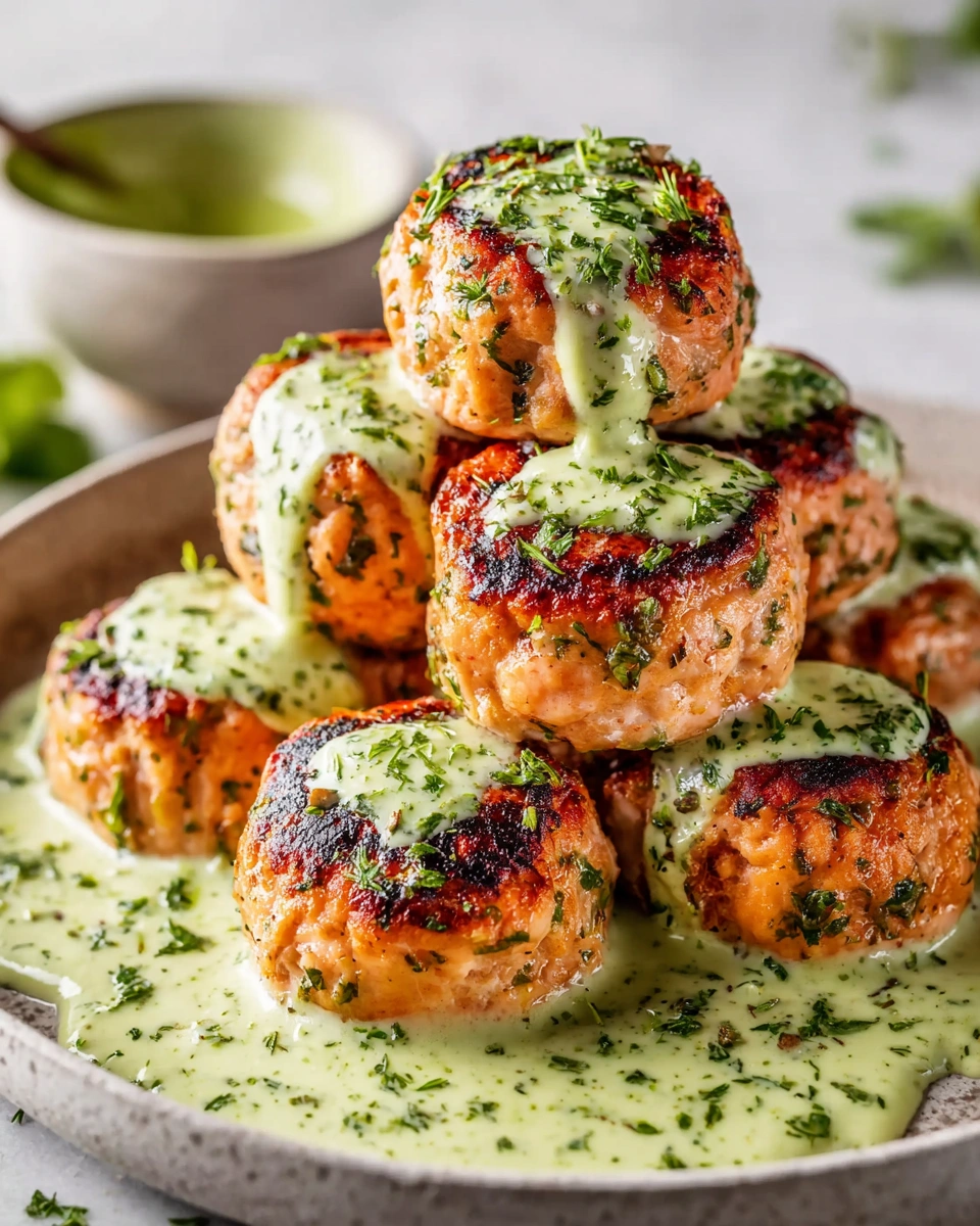 Salmon Balls with Creamy Avocado Sauce