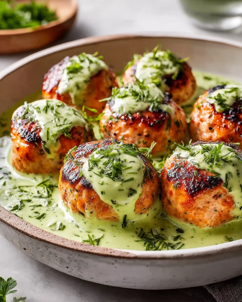 Salmon Balls with Creamy Avocado Sauce 