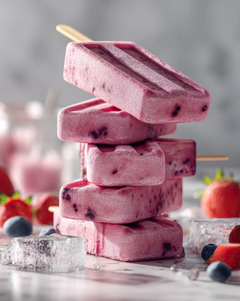 Berries Greek Yogurt Popsicles