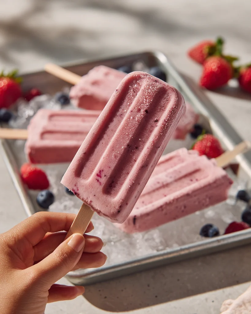Berries Greek Yogurt Popsicles