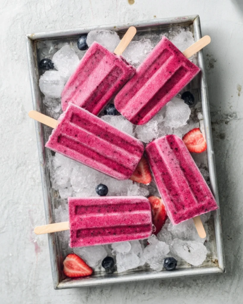 Berries Greek Yogurt Popsicles