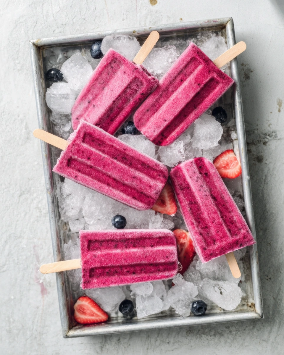 Berries Greek Yogurt Popsicles