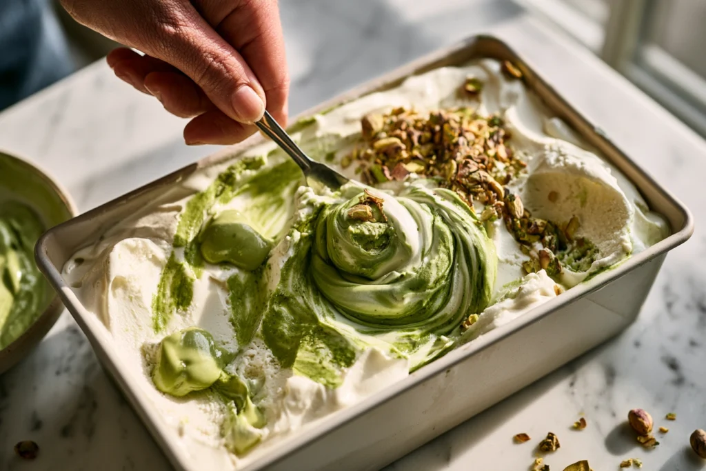 Pistachio Ripple Ice Cream Cookie Sandwiches