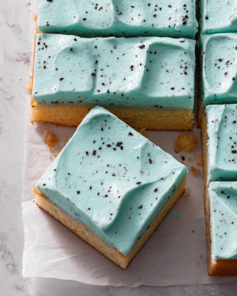 Robin Egg Snack Cake with Speckled Frosting